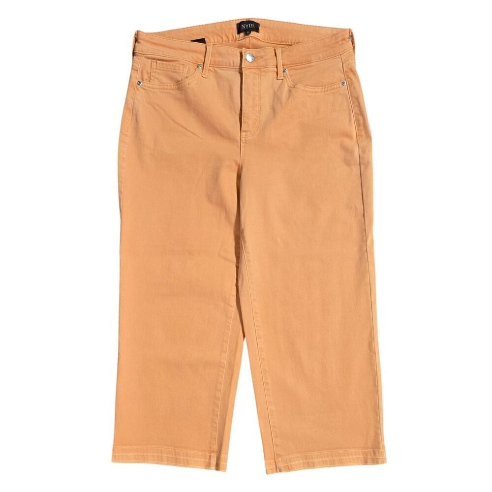 NYDJ Orange Wide Leg Cropped Raw Released Hem Jeans Lift Tuck Beachy